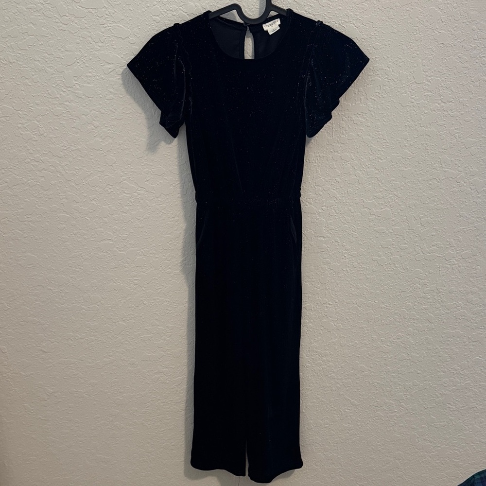 Crewcuts Gold Shimmer Black Velour Romper
